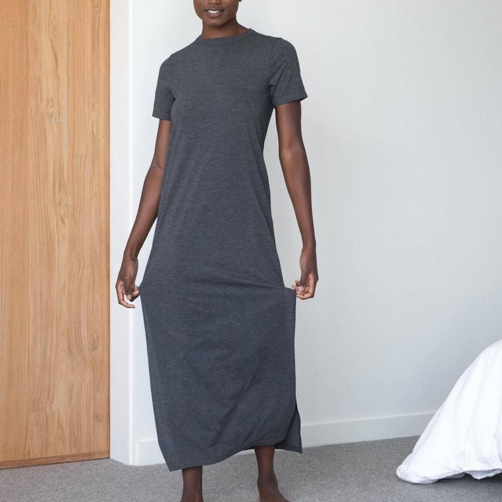 Lunya Restore Long Mercurial Heather Casual Maxi Dress